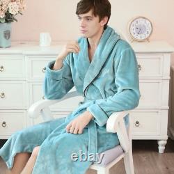 Nordic Winter Bathrobe Flannel Thicken Warm Dressing Gown Home Soft Plus Size
