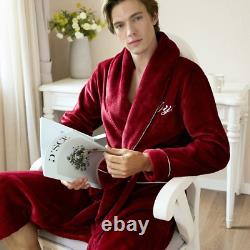 Nordic Winter Bathrobe Flannel Thicken Warm Dressing Gown Home Soft Plus Size