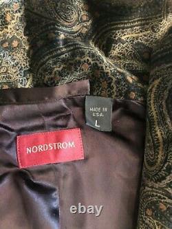 Nordstrom Men's Bathrobe Heavyweight Velour Paisley 100% Cotton New / USA Made