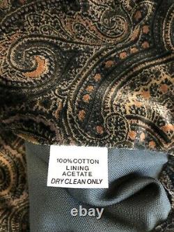 Nordstrom Men's Bathrobe Heavyweight Velour Paisley 100% Cotton New / USA Made