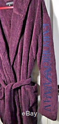 Nwt Men's Emporio Armani Burgundy Towel Pocket Hood Bath Robe Sz L