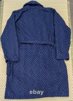 OAS Double Breasted Terry Cotton Bath Robe Royal Blue Size S/M Made in Portugal