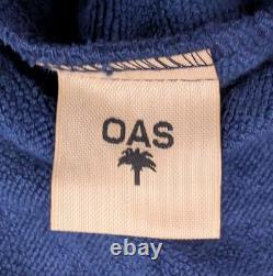 OAS Double Breasted Terry Cotton Bath Robe Royal Blue Size S/M Made in Portugal