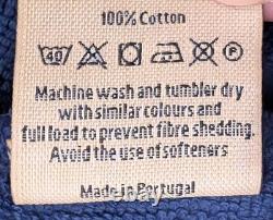 OAS Double Breasted Terry Cotton Bath Robe Royal Blue Size S/M Made in Portugal