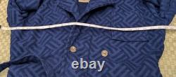 OAS Double Breasted Terry Cotton Bath Robe Royal Blue Size S/M Made in Portugal