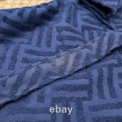 OAS Double Breasted Terry Cotton Bath Robe Royal Blue Size S/M Made in Portugal