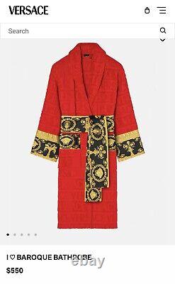 OG! Versace Baroque Sleeve (Size L) Unisex (RED) Authentic Luxury Bathrobe