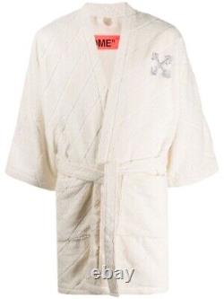 Off-White Virgil Abloh Arrow Leaves Bath Robe M/L White Silver