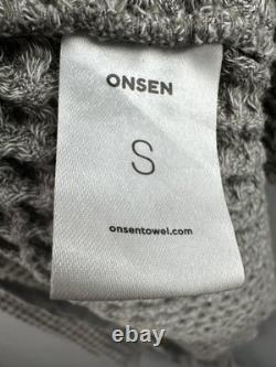 Onsen Robe Small Unisex Gray Waffle Hooded Supima Cotton Belted Kimono Bath $199