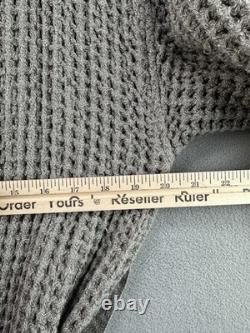 Onsen Robe Small Unisex Gray Waffle Hooded Supima Cotton Belted Kimono Bath $199