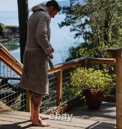 Onsen for Huckberry The Waffle Hooded Bath Robe Small New NWOT Gray S $195