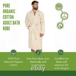Organic Cotton Bath Robe Luxury Sustainable Unisex Undyed Color Grown White