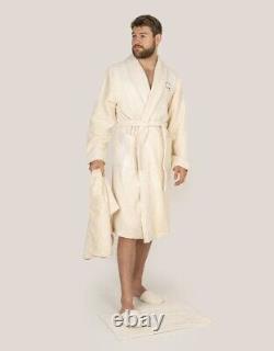 Organic Cotton Bath Robe Luxury Sustainable Unisex Undyed Color Grown White