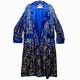 Oriental Dragon Pagoda Robe Kimono Mens 44 Blue Silk Satin Garden Pattern