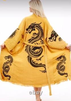 Oversize Modern pattern turkish Organic Cotton Robe, Kimono, Spa robe, Bathrobe