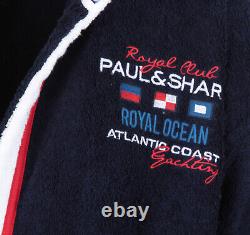 PAUL & SHARK YACHTING Men's Bathrobe Beach Robe Size L 100% Cotton Blue