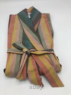 PAUL SMITH Artist Stripe Dressing Gown MENS multi stripe Bath Robe LARGE (L)