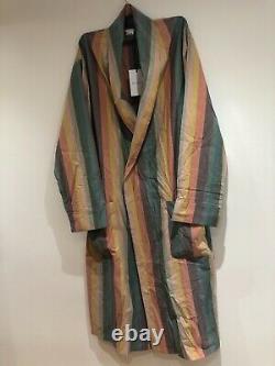 PAUL SMITH Artist Stripe Dressing Gown MENS multi stripe Bath Robe LARGE (L)