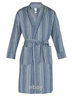 PAUL SMITH Signature Blue Stripe Dressing Gown Bath Robe pyjama LARGE (L)