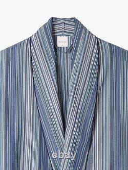 PAUL SMITH Signature Stripe BLUE Dressing Gown MENS Bath Robe pyjama SMALL (S)
