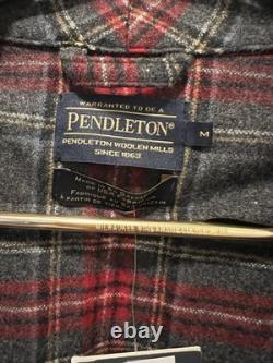 PENDLETON 100% Virgin Wool Red Gray Tartan Plaid Robe Bathrobe Men's M NWT