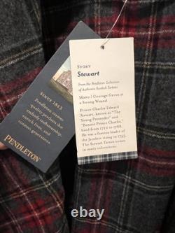 PENDLETON 100% Virgin Wool Red Gray Tartan Plaid Robe Bathrobe Men's M NWT