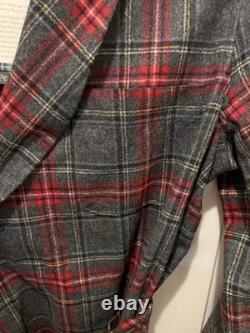 PENDLETON 100% Virgin Wool Red Gray Tartan Plaid Robe Bathrobe Men's M NWT
