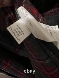 PENDLETON 100% Virgin Wool Red Gray Tartan Plaid Robe Bathrobe Men's M NWT