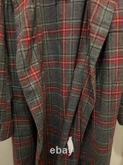 PENDLETON 100% Virgin Wool Red Gray Tartan Plaid Robe Bathrobe Men's M NWT