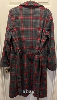 PENDLETON 100% Virgin Wool Red Gray Tartan Plaid Robe Bathrobe Men's M NWT