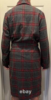 PENDLETON 100% Virgin Wool Red Gray Tartan Plaid Robe Bathrobe Men's M NWT
