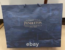 PENDLETON VTG 100% Virgin BLANKET WEIGHT Wool Navy Plaid Robe Bathrobe L