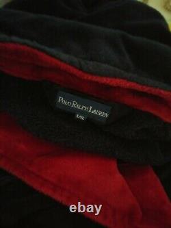 POLO RALPH LAUREN MEN'S NAVY WithRED COLLAR BATHROBE GOLD CREST L /XL MEN UNISEX