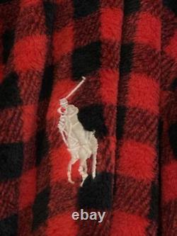 POLO RALPH LAUREN Mens Plush Red/Black Checkered Bathrobe & Belt L/XL POLO RALPH LAUREN Mens Plush Red/Black Checkered Bathrobe & Belt L/XL