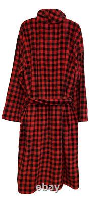 POLO RALPH LAUREN Mens Plush Red/Black Checkered Bathrobe & Belt L/XL POLO RALPH LAUREN Mens Plush Red/Black Checkered Bathrobe & Belt L/XL