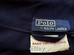 POLO RALPH LAUREN Saks Fifth Avenue Vintage Navy Blue Wool Bath Robe Men's Sz M