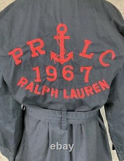 POLO Ralph Lauren Blue Embroidered 1967 Big Red LOGO Bathrobe Robe L/XL (10008)