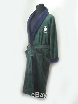 POLO Ralph Lauren Cotton Bath Robe with Crest Green with Blue NWT 50 Long