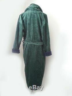 POLO Ralph Lauren Cotton Bath Robe with Crest Green with Blue NWT 50 Long