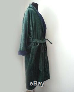 POLO Ralph Lauren Cotton Bath Robe with Crest Green with Blue NWT 50 Long