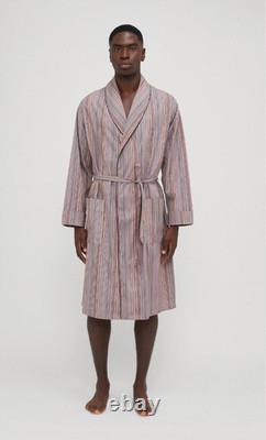 Paul Smith Dressing Gown Robe Signature Artist Stripe Cotton Sz M New Box $375