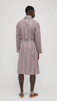 Paul Smith Dressing Gown Robe Signature Artist Stripe Cotton Sz M New Box $375