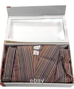 Paul Smith Dressing Gown Robe Signature Artist Stripe Cotton Sz M New Box $375