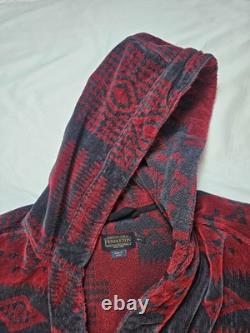 Pendleton Hooded Bathrobe Unisex M/L Aztec Red Terry Cloth Cotton Heavy Weight