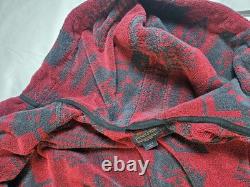 Pendleton Hooded Bathrobe Unisex M/L Aztec Red Terry Cloth Cotton Heavy Weight
