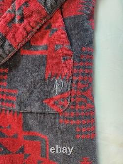 Pendleton Hooded Bathrobe Unisex M/L Aztec Red Terry Cloth Cotton Heavy Weight