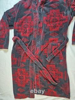 Pendleton Hooded Bathrobe Unisex M/L Aztec Red Terry Cloth Cotton Heavy Weight