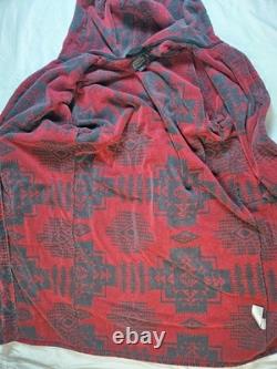 Pendleton Hooded Bathrobe Unisex M/L Aztec Red Terry Cloth Cotton Heavy Weight