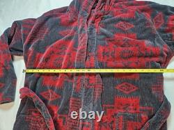 Pendleton Hooded Bathrobe Unisex M/L Aztec Red Terry Cloth Cotton Heavy Weight