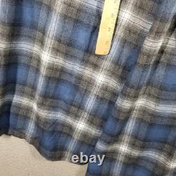 Pendleton Robe Mens Large Blue Gray Plaid 100% Wool Bathrobe Belted Lounge